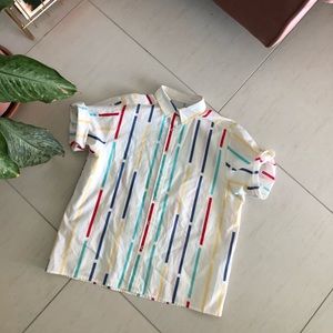 Rainbow Striped ShortSleeve Button Down
